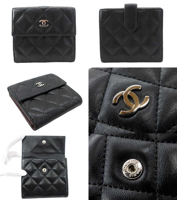 n50604 2 CHANEL Matelasse Lambskin Wallet Black