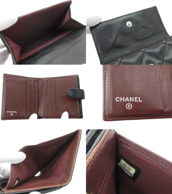 n50604 3 CHANEL Matelasse Lambskin Wallet Black