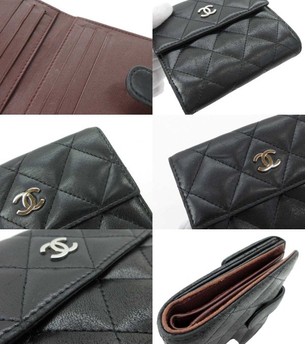 n50604 4 CHANEL Matelasse Lambskin Wallet Black