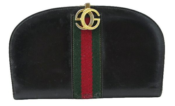 n50607 1 Gucci Gucci Sherry Line Half Moon GG Wallet Black