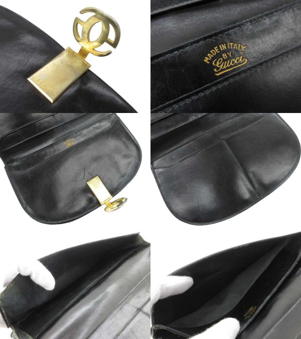 n50607 3 Gucci Gucci Sherry Line Half Moon GG Wallet Black