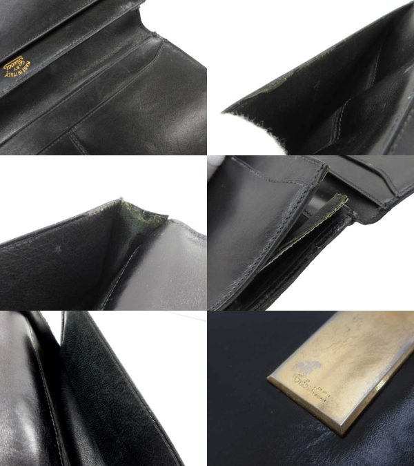 n50607 4 Gucci Gucci Sherry Line Half Moon GG Wallet Black