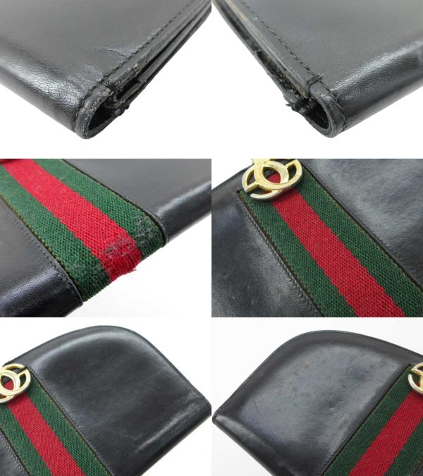 n50607 6 Gucci Gucci Sherry Line Half Moon GG Wallet Black