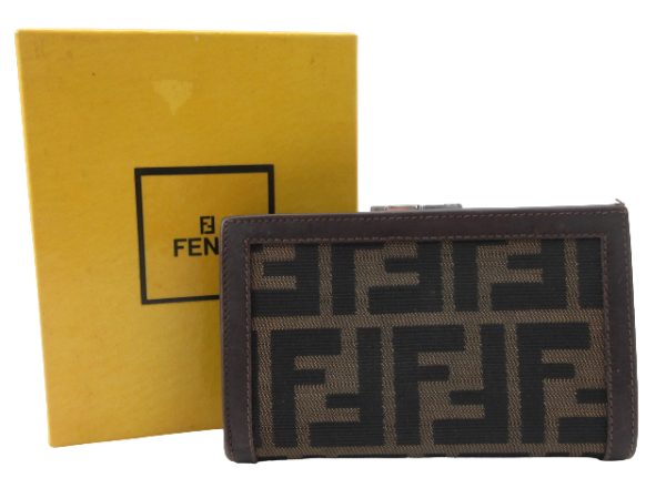 n50611 1 Fendi Zucca Pattern Wallet Brown