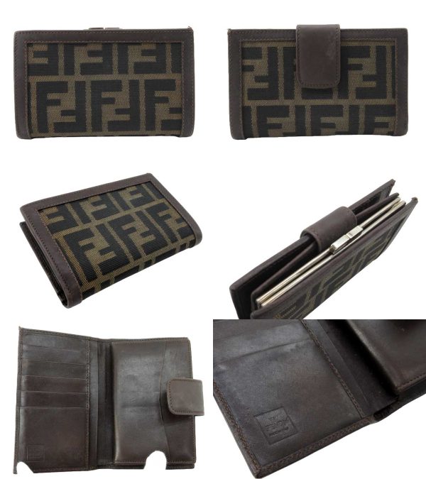 n50611 2 Fendi Zucca Pattern Wallet Brown