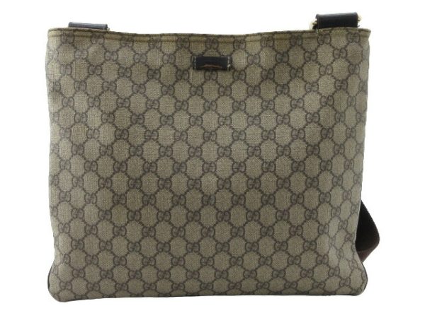 n50636 1 Gucci GG Supreme Shoulder Bag Beige Brown