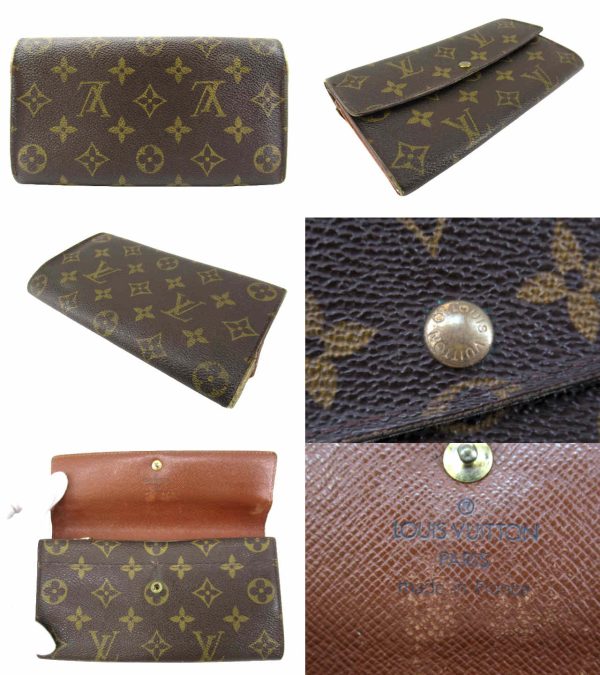 n50643 2 Louis Vuitton Monogram Pochette Porte Monet Wallet Brown