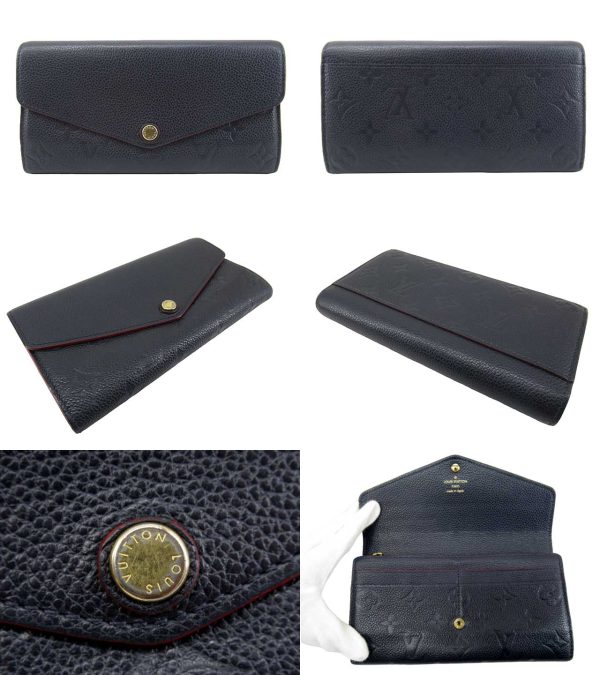 n50715 2 Louis Vuitton Monogram Empreinte Portefeuille Sara Long Wallet Marine Rouge