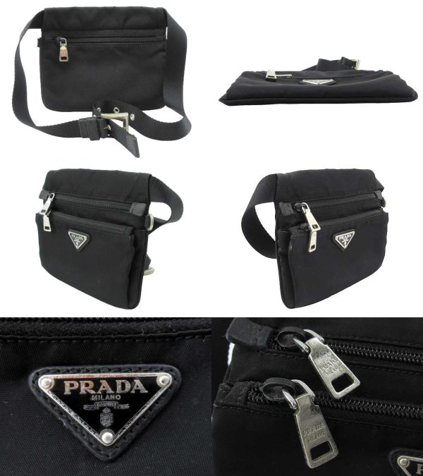 n50772 2 Prada Vela Triangle Nylon Waist Pouch Black