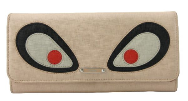 n50785 1 Fendi Monster Eye Long Wallet Pink Beige