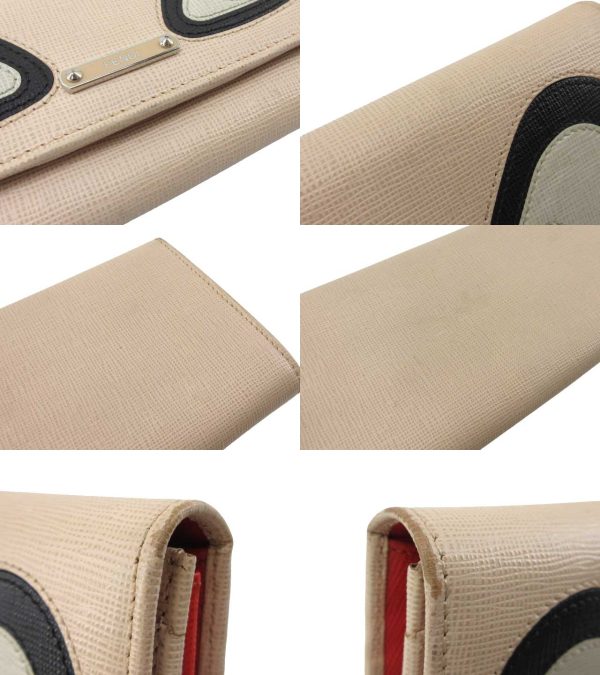 n50785 5 Fendi Monster Eye Long Wallet Pink Beige