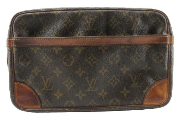 n50789 1 Louis Vuitton Monogram Compiegne 28 Clutch Pouch Brown