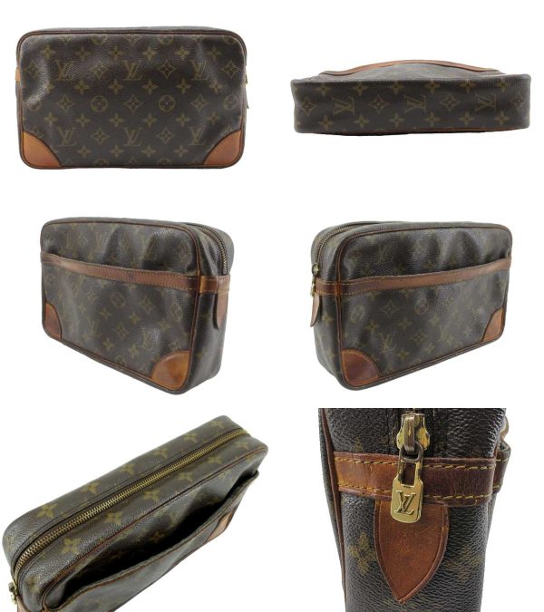 n50789 2 Louis Vuitton Monogram Compiegne 28 Clutch Pouch Brown