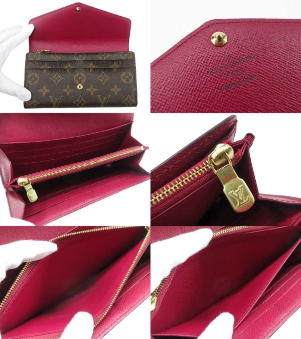 n50833 3 Louis Vuitton Portefeuille Sara Monogram Long Wallet Fuchsia