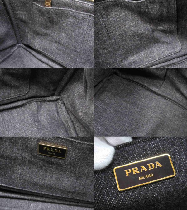 n50935 4 Prada Canapa Denim 2 Way Shoulder Handbag Black