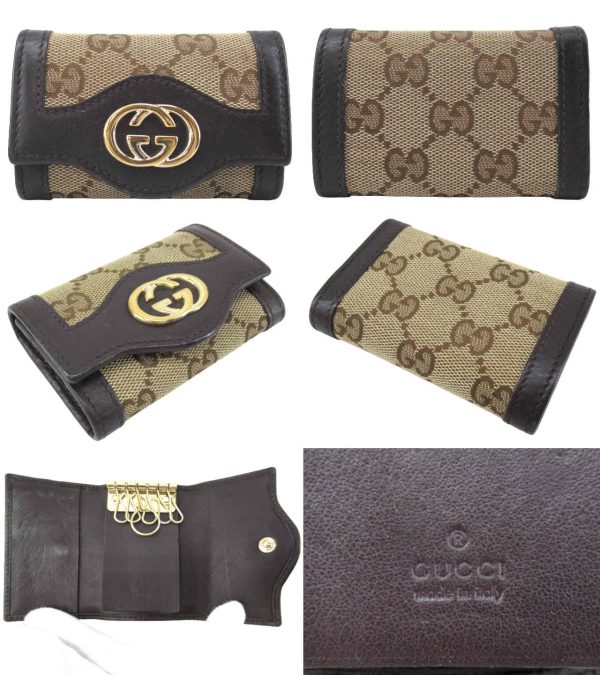 n50939 2 Gucci Sookie GG 6 Key Case Beige Brown