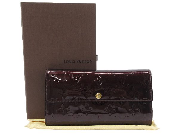 n51075 1 Louis Vuitton Monogram Vernis Portefeuille Sara Long Wallet Amarant