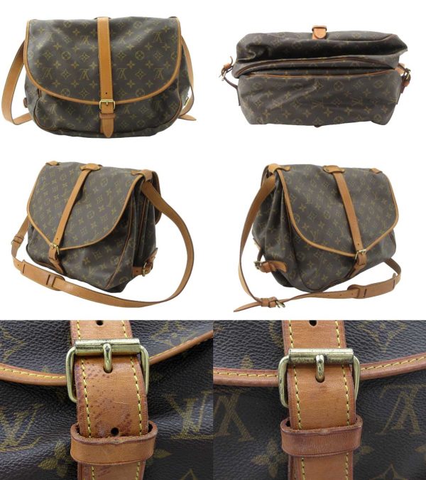 n51078 2 Louis Vuitton Monogram Saumur 35 Shoulder Bag Brown