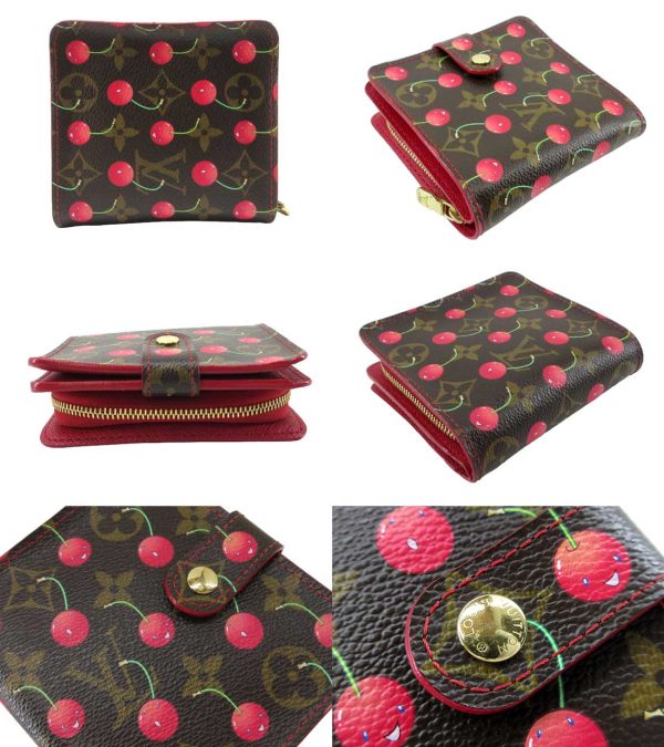 n51200 2 Louis Vuitton Cherry Zip Wallet Takashi Murakami Cherry Brown