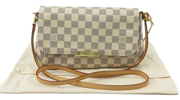 n51201 1 Louis Vuitton Damier Azur Favorite PM 2WAY Shoulder Bag Cream