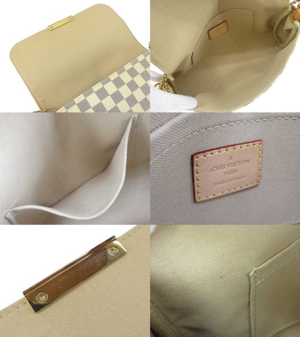 n51201 4 Louis Vuitton Damier Azur Favorite PM 2WAY Shoulder Bag Cream