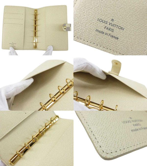 n51204 3 Louis Vuitton Damier Azur Agenda PM Notebook Cream