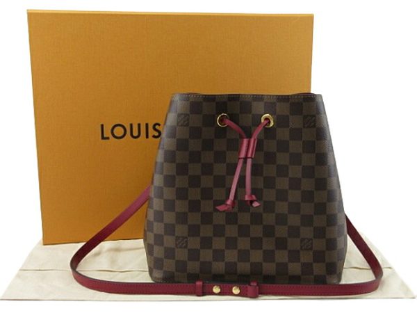 n51209 1 Louis Vuitton Damier Ebene Neo Noe Shoulder Bag Cherry Berry