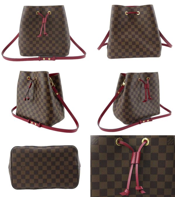 n51209 2 Louis Vuitton Damier Ebene Neo Noe Shoulder Bag Cherry Berry