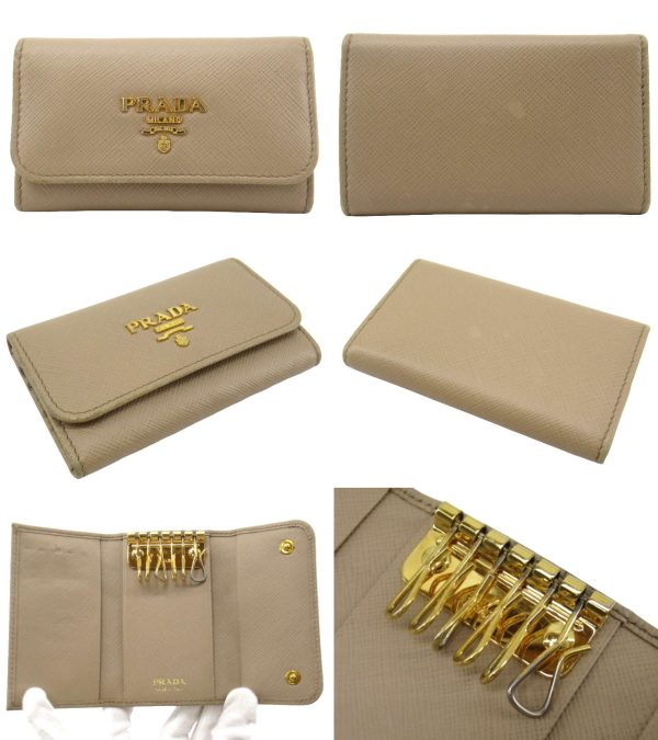 n51546 2 Prada Saffiano 6 Key Case Beige