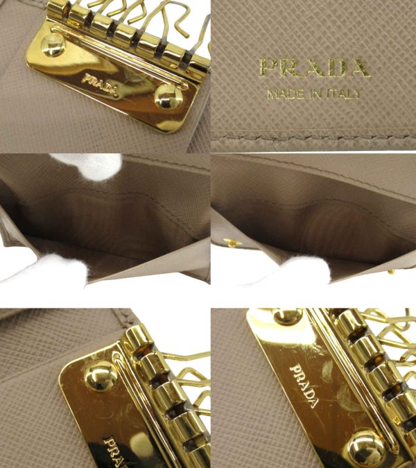 n51546 3 Prada Saffiano 6 Key Case Beige