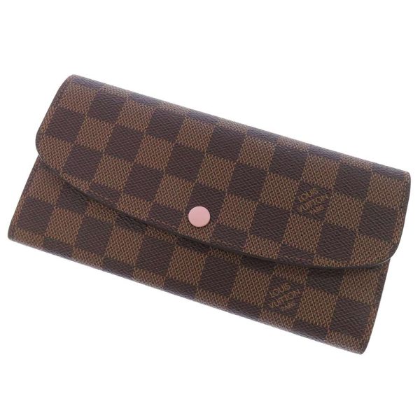 n60214 01 Louis Vuitton Portefeuille Emily Long Wallet Damier Ebene Brown