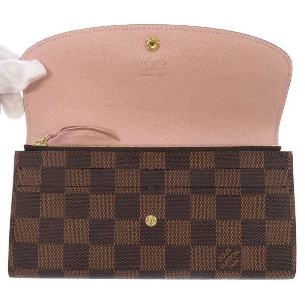 n60214 04 Louis Vuitton Portefeuille Emily Long Wallet Damier Ebene Brown