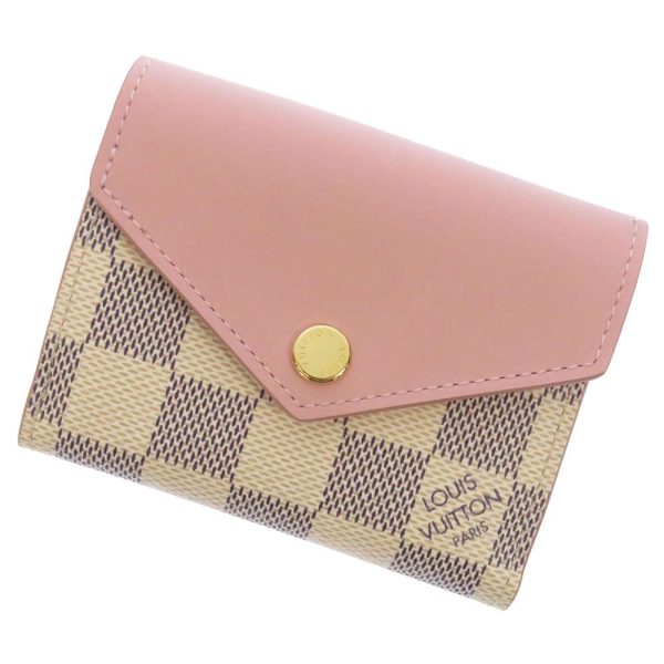 n60292 01 Louis Vuitton Wallet Damier Azur Portefeuille Rose Ballerine White