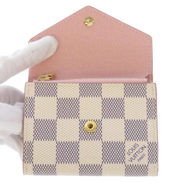 n60292 04 Louis Vuitton Wallet Damier Azur Portefeuille Rose Ballerine White