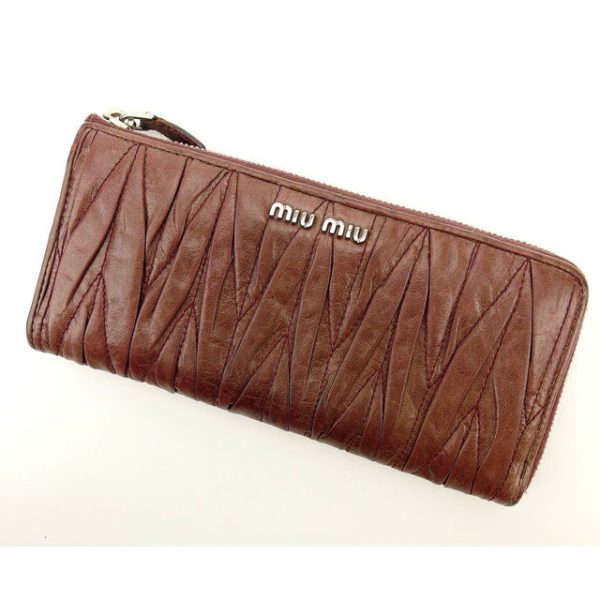 o154 Miu Miu Long Wallet L shaped Matelasse Purple