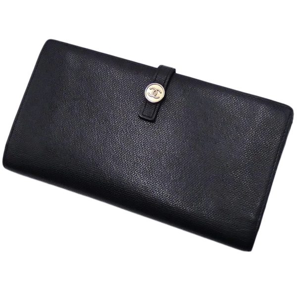 oj10050 1 CHANEL Wallet CC Coco Button BifLong Wallet Black