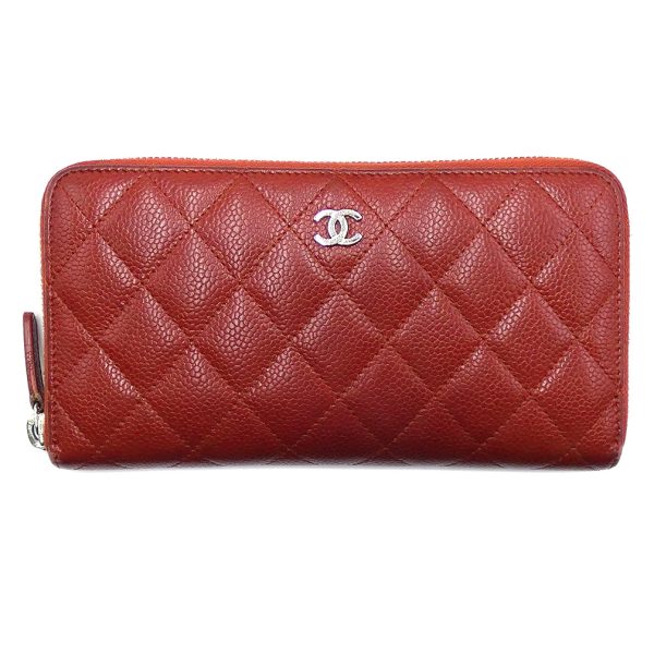 oj10051 CHANEL Wallet Caviar Skin Matelasse Coco Mark Long Wallet Red