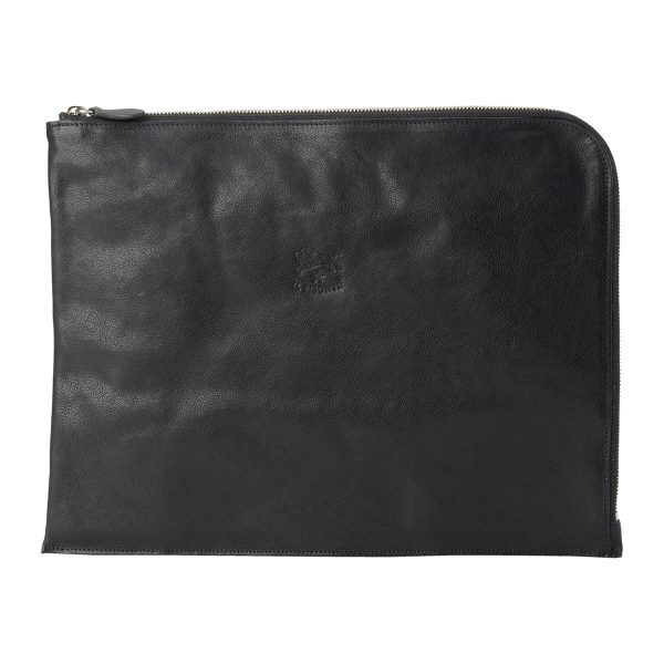 osl002po0001bk592 1 IL BISONTE Vacchetta clutch Shoulder bag Black