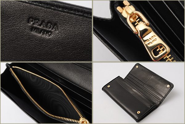 p 006 15 3 Prada Long Wallet Patchwork Nappa Bag Black