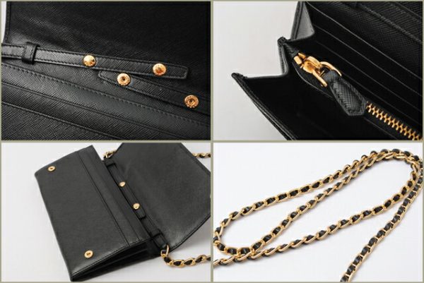 p 0432 15 3 Prada Long Wallet Chain Wallet Saffiano Black