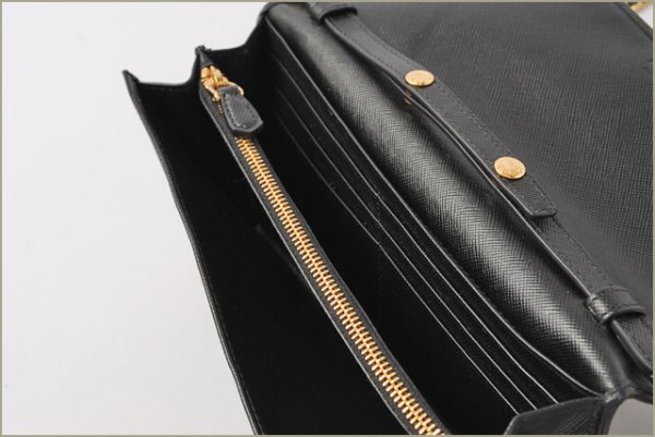 p 0432 15 5 Prada Long Wallet Saffiano Metal Bag Black