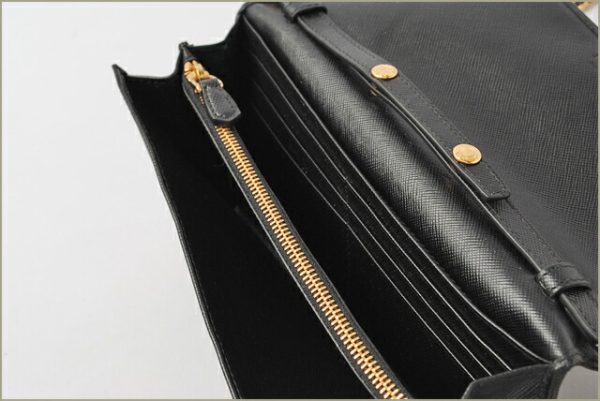 p 0432 15 5 Prada Long Wallet Chain Wallet Saffiano Black