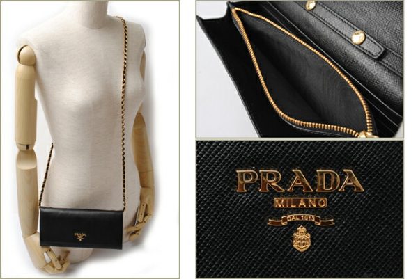 p 0432 15 6 Prada Long Wallet Saffiano Metal Bag Black