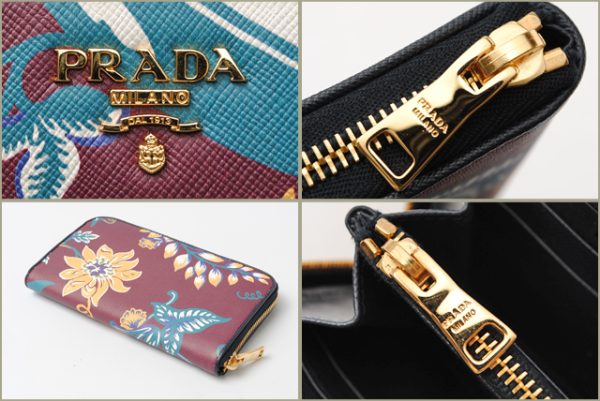 p 053 15 2 Prada Long Wallet Saffiano Flower Amarant Multi