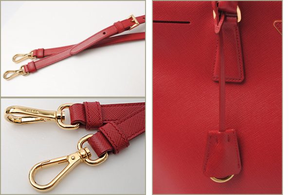 p 075 15 4 Prada 2way Handbag Saffiano Red