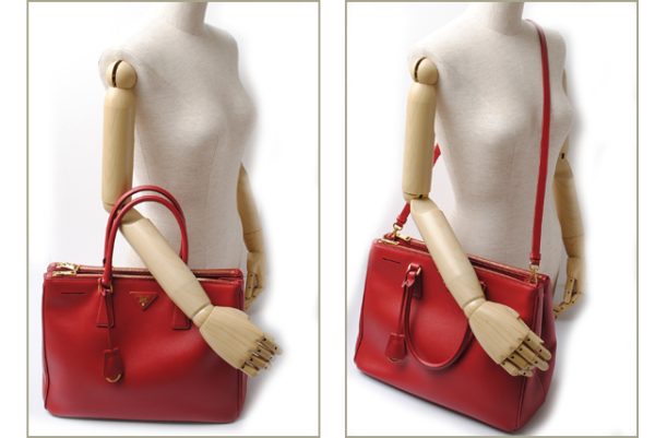 p 075 15 8 Prada 2way Handbag Saffiano Red