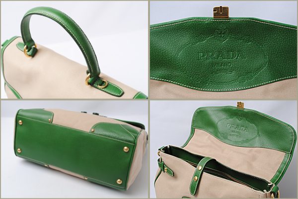 p 078 15 4 Prada Shoulder Bag Canapa Natural Green