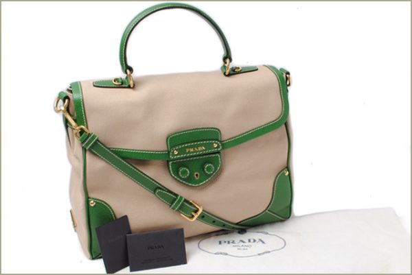 p 078 15 6 Prada Shoulder Bag Canapa Natural Green