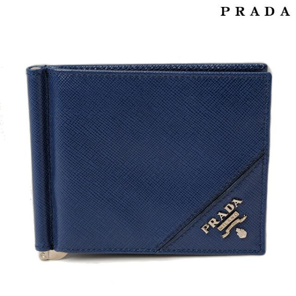 p 083 15 1 Prada Saffiano Metal Folding Wallet Cobalt Blue