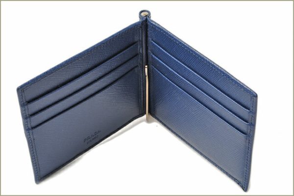 p 083 15 3 Prada Saffiano Metal Folding Wallet Cobalt Blue